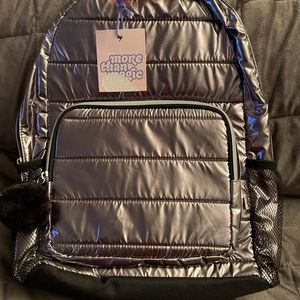 Silver puffer backpack